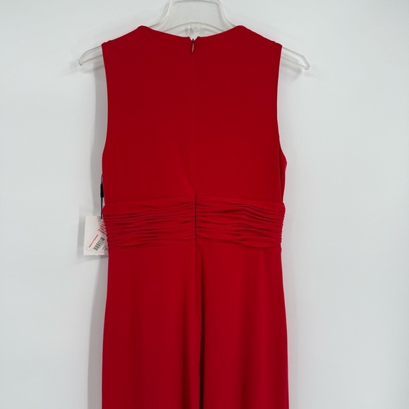 Calvin Klein NWT Dress Women Size 4 Red Sleeveless Ruched Front A-line Stretch - Picture 9 of 10